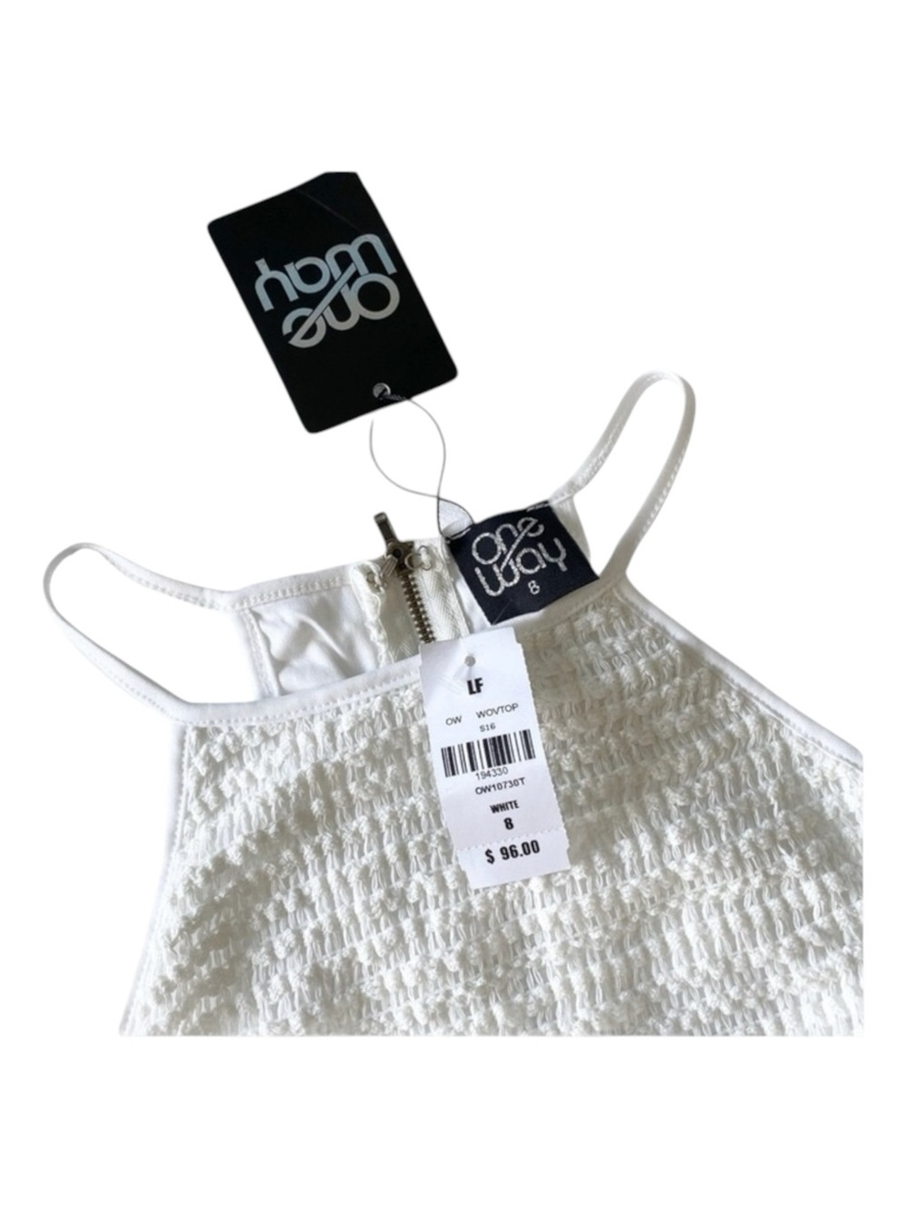 new LF One Way ✌︎︎ Festival Crochet Halter Spaghetti Strap Crop Top ✌︎︎ White - Picture 7 of 16